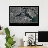 Central Boston Massachusetts from Space Satellite Poster (Heimbüro)