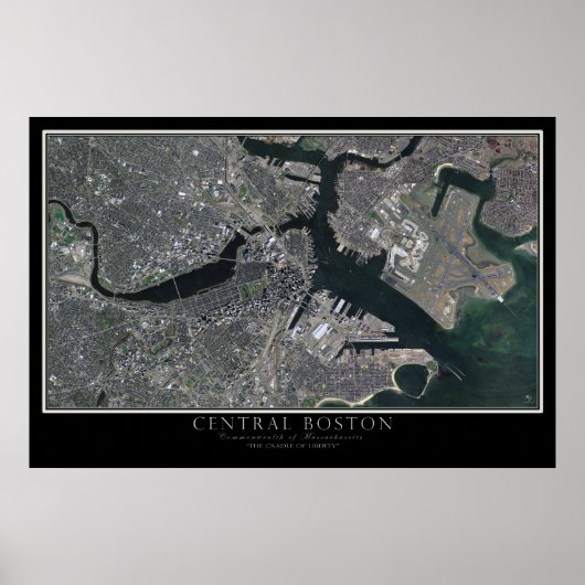 Central Boston Massachusetts from Space Satellite Poster (Vorne)