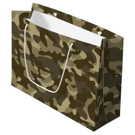 Central Camouflage Große Geschenktüte (Vorderseite Schrägansicht)