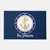Central Golden Anchor Nautical (Dunkle Version) Fußmatte (Vorderseite)