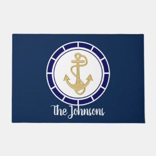 Central Golden Anchor Nautical (Dunkle Version) Fußmatte