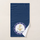 Central Golden Anchor Navy Blue Nautic Badhandtuch Set (Handtuch)