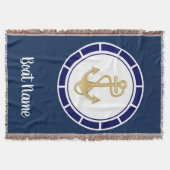 Central Golden Anchor Navy Blue Nautic Decke (Vorderseite)