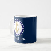 Central Golden Anchor Navy Blue Nautic Kaffeetasse (Vorderseite Links)