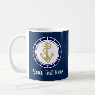 Central Golden Anchor Navy Blue Nautic Kaffeetasse
