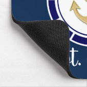 Central Golden Anchor Navy Blue Nautic Mousepad (Ecke)