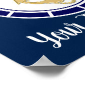 Central Golden Anchor Navy Blue Nautic Poster (Ecke)