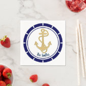 Central Golden Anchor Navy Blue Nautic Serviette (Beispiel)