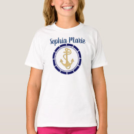 Central Golden Anchor Navy Blue Nautic T-Shirt