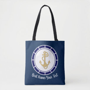 Central Golden Anchor Navy Blue Nautic Tasche