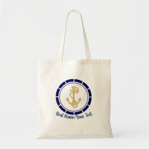 Central Golden Anchor Navy Blue Nautic Tragetasche