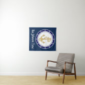 Central Golden Anchor Navy Blue Nautic Wandteppich (Beispiel (Horizontal))