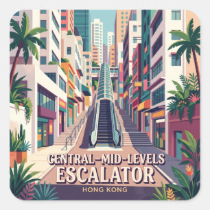 Central–Mid-Levels-Treppenanlage Hongkong Quadratischer Aufkleber