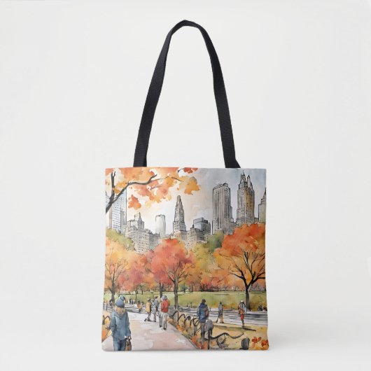 Central Park, Aquarellfarben, KI generiert, Tasche (Vorderseite)