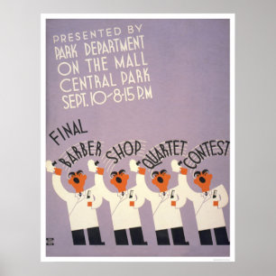 Central Park Barber Shop 1937 WPA Poster