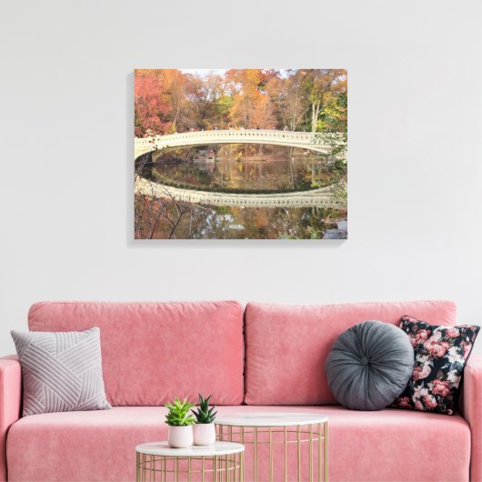 Central Park - Bow Bridge - Canvas Herbst Print Leinwanddruck (Insitu (Wohnzimmer))