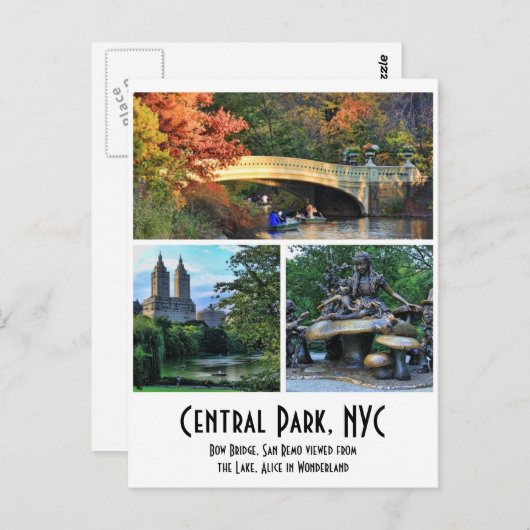 Central Park: Bow Bridge, San Remo, Alice in W... Postkarte (Vorne/Hinten)