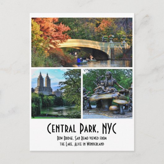 Central Park: Bow Bridge, San Remo, Alice in W... Postkarte (Vorderseite)