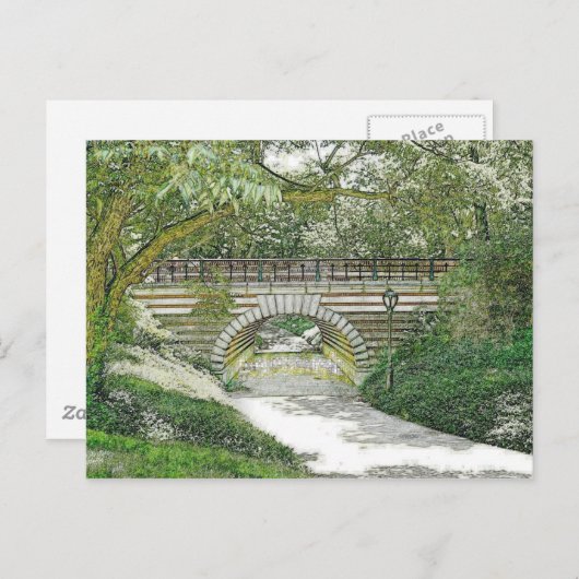 Central Park Bridge and Path Postkarte (Vorne/Hinten)