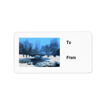 Central Park Bridge bei Twilight im Schnee