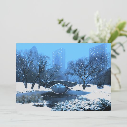 Central Park Bridge in Twilight Einladung (Stehend Vorderseite)