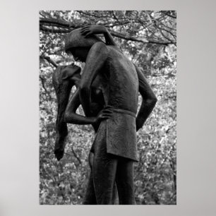Central Park Herbst: Romeo & Julia Statue 01 B&W Poster
