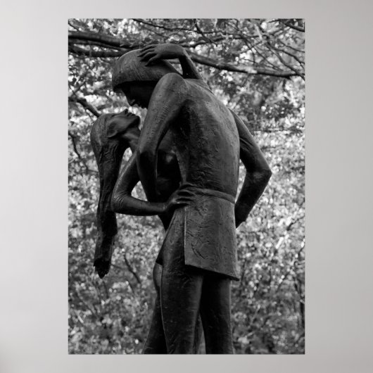 Central Park Herbst: Romeo & Julia Statue 01 B&W Poster (Vorne)