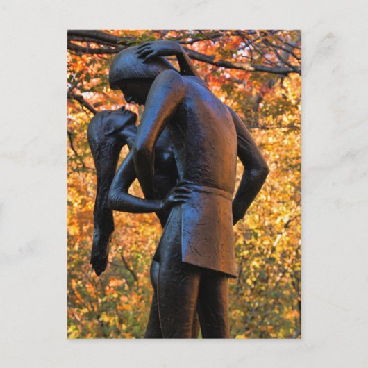 Central Park Herbst: Romeo & Julia Statue 01 Postkarte (Vorderseite)