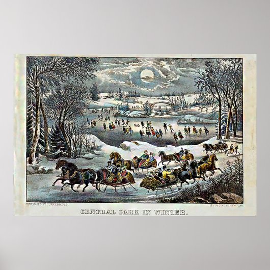 Central Park in Winter Currier & Ives Poster (Vorne)