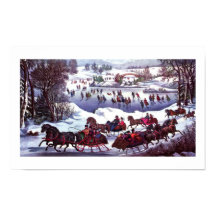 Central Park in Winter Vintag Lithograph