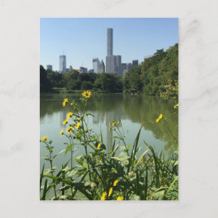 Central Park Lake NYC Skycraper Foto Postkarte
