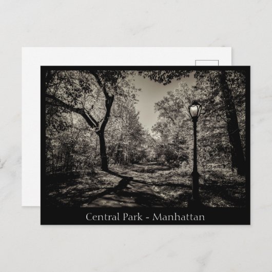 Central Park Manhattan in Schwarz-Weiß Postkarte (Vorne/Hinten)