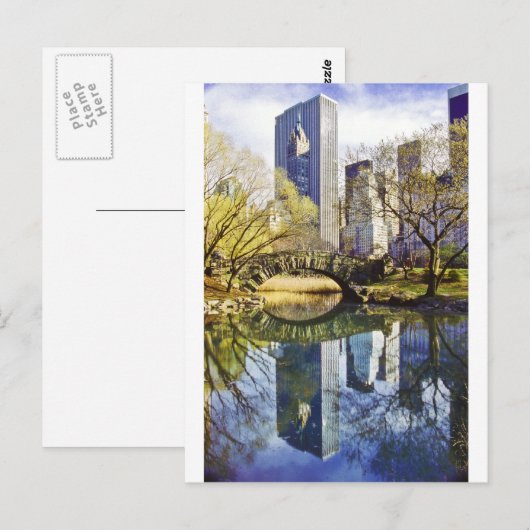 Central Park mit Reflektion NYC Postkarte (Vorne/Hinten)