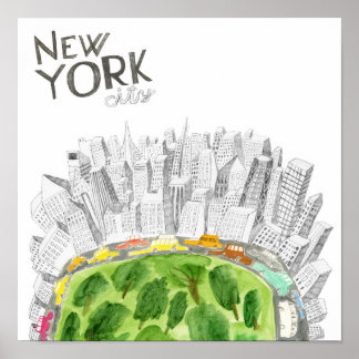 Central Park & New York City Collage Poster