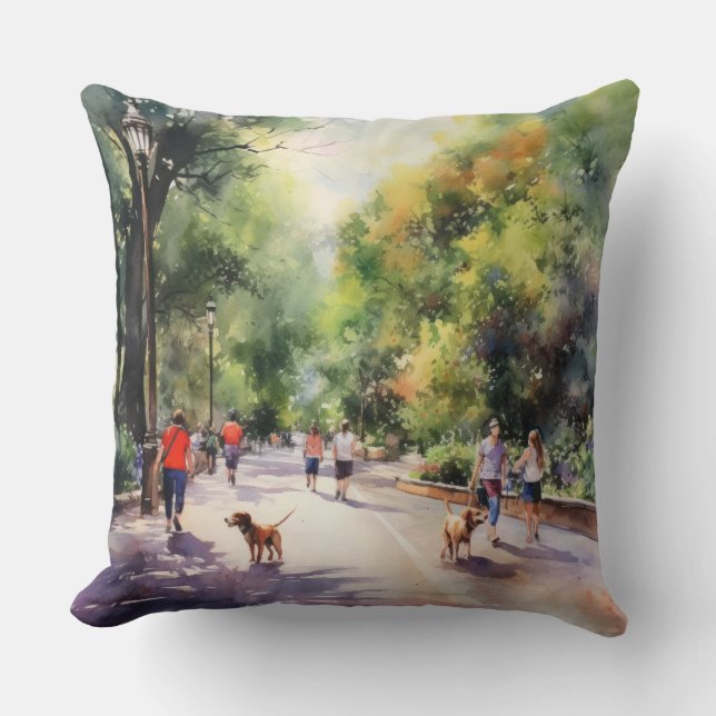 Central Park New York City Summer Throw Kissen (Vorderseite)