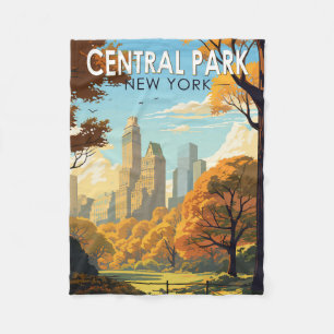 Central Park New York Reise Kunst Vintage Fleecedecke