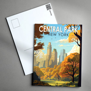 Central Park New York Reise Kunst Vintage Postkarte