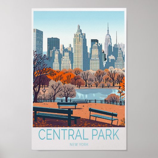 Central Park New York Reiseplakat Poster (Vorne)