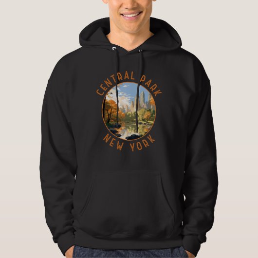 Central Park New York Retro Distressed Circle Hoodie (Vorderseite)