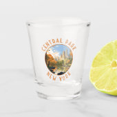 Central Park New York Retro Distressed Circle Schnapsglas (Vorderseite)