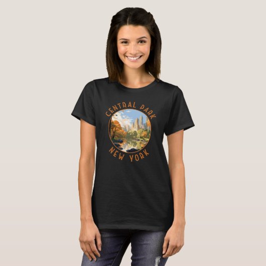 Central Park New York Retro Distressed Circle T-Shirt (Vorne ganz)