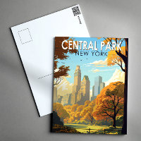 Central Park New York Travel Art Vintag