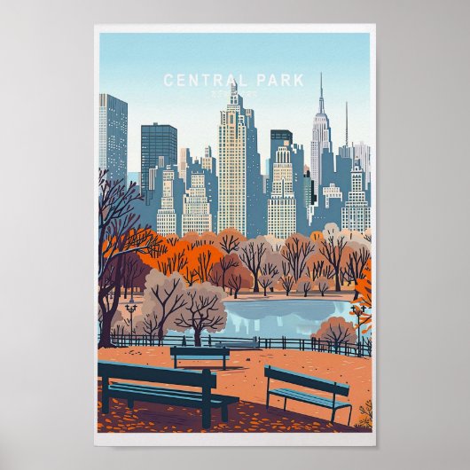 Central Park New York Travel Poster - USA City (Vorne)