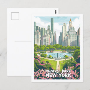 Central Park New York USA Vintage Reiseziel Postkarte