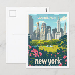 Central Park New York USA Vintage Travel Place Postkarte