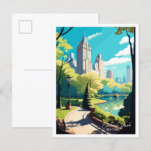 Central Park New York Vintage-Reiseillustration Postkarte