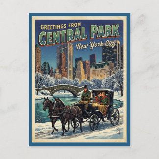 Central Park New York Vintage Schwules Paar Postkarte