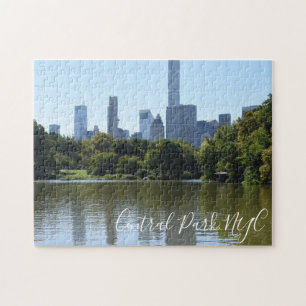 Central Park NYC Lake Fotografy Midtown Skyline Puzzle