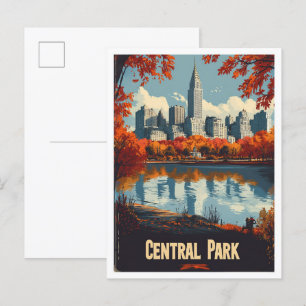 Central Park NYC USA Vintage Illustration Reise Postkarte