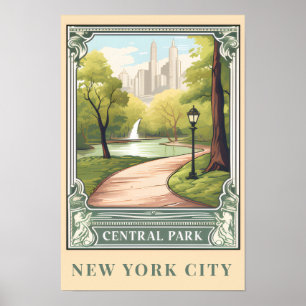 Central Park NYC Vintage Reise Kunst Poster